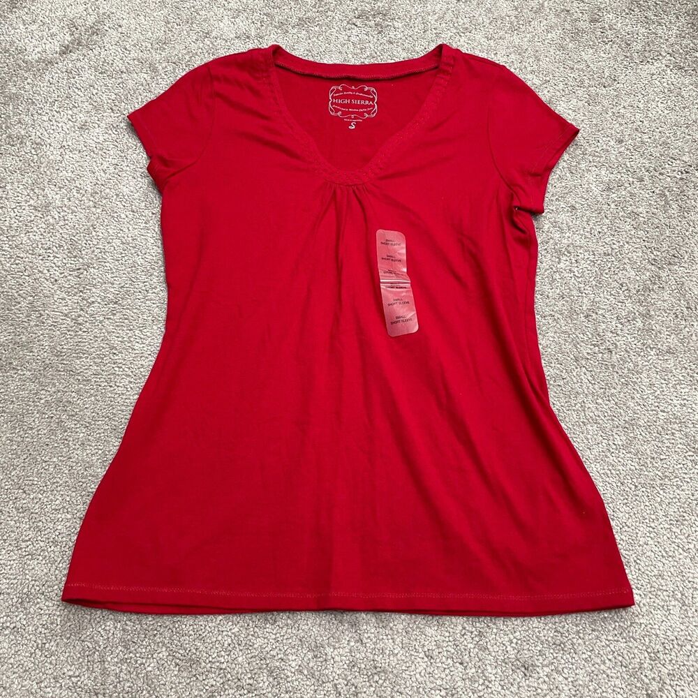 High Sierra Basic T-Shirt Women Small Red Short Sleeve Cotton Essential Top NWOT